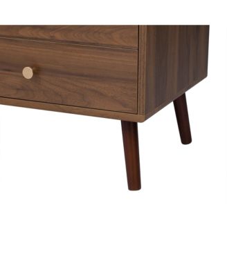 76" Storage Cabinet TV Stand with Glass-Door Media Console with Wood-Grain