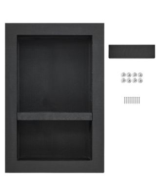 Shower Niche, Ready for Tile, 16" x 24", Double Shelf, Recessed Wall Insert, Sealed Waterproof, Square Corners, Black