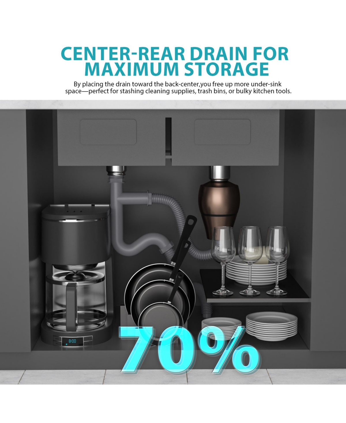 flynama 33x19x10inch Gunmetal Black Undermount Kitchen Sink Single Bowl Stainless Steel 16 Gauge