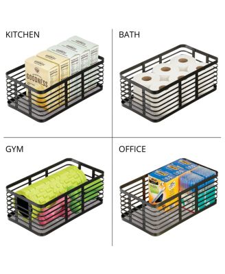 Metal Pantry Basket with Handles - Set of 2, Matte Black