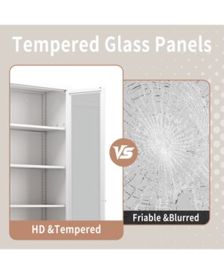 Metal Kitchen Pantry Cabinet - Storage with 5 Adjustable Shelves, Freestanding Cabinet for Kitchen, Living Room