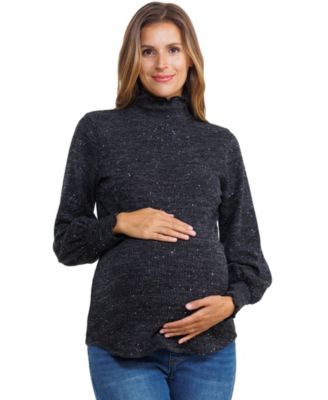 Maternity Shimmer Long Sleeve Mock Neck Top