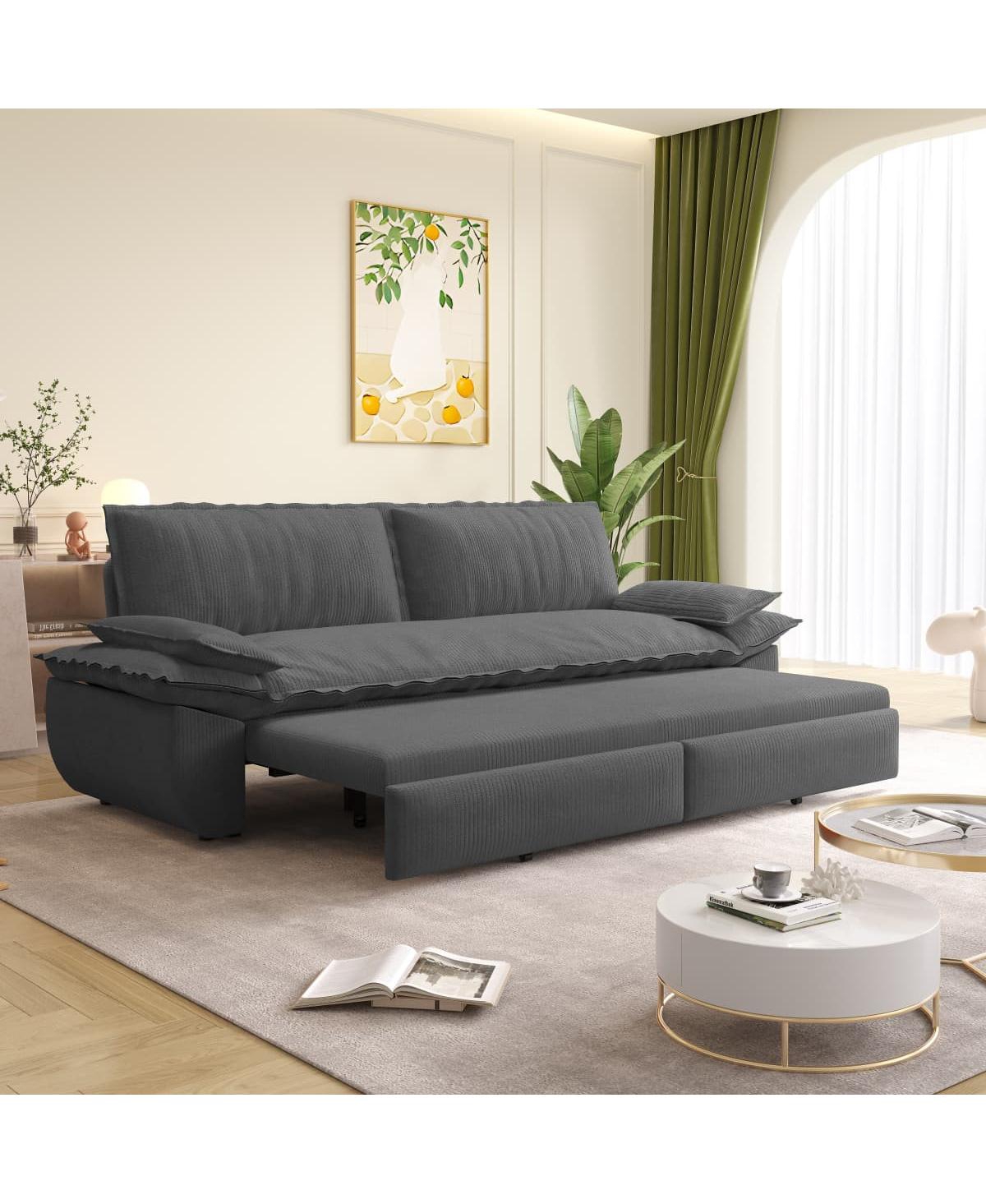 Maison Boucle Corduroy Queen Sleeper Sofa Bed with Pull-Out for Small Spaces