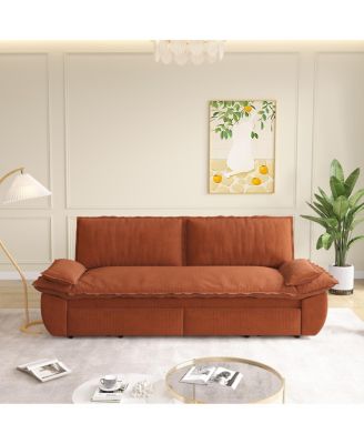 Corduroy Queen Sleeper Sofa Bed with Pull-Out for Small Spaces