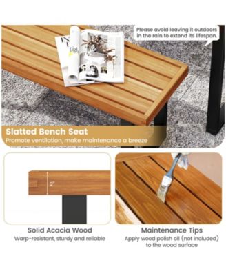 Set of 2 Outdoor Bench 48 Inch Long Patio Dining Bench