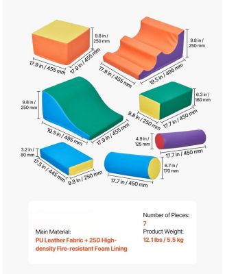 Foam Climbing Toys, 7-Piece Set, PU Leather Soft Play Blocks, Indoor Climb & Crawl Set, Easy Clean, 6M-3Y