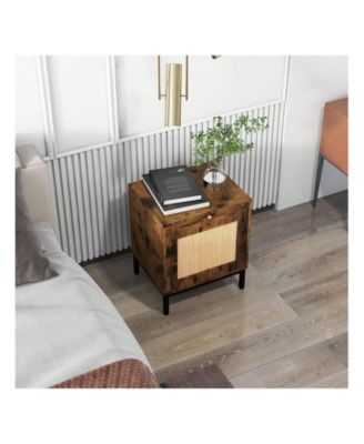 End Table Wood Nightstand With Storage Shelf