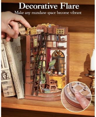 Book Nook Kit, DIY Miniature House Kit, 3D Wooden Puzzle Bookends,Bookshelf Decor, Simple Assembly Dollhouse Kit, Creative Unique Gifts