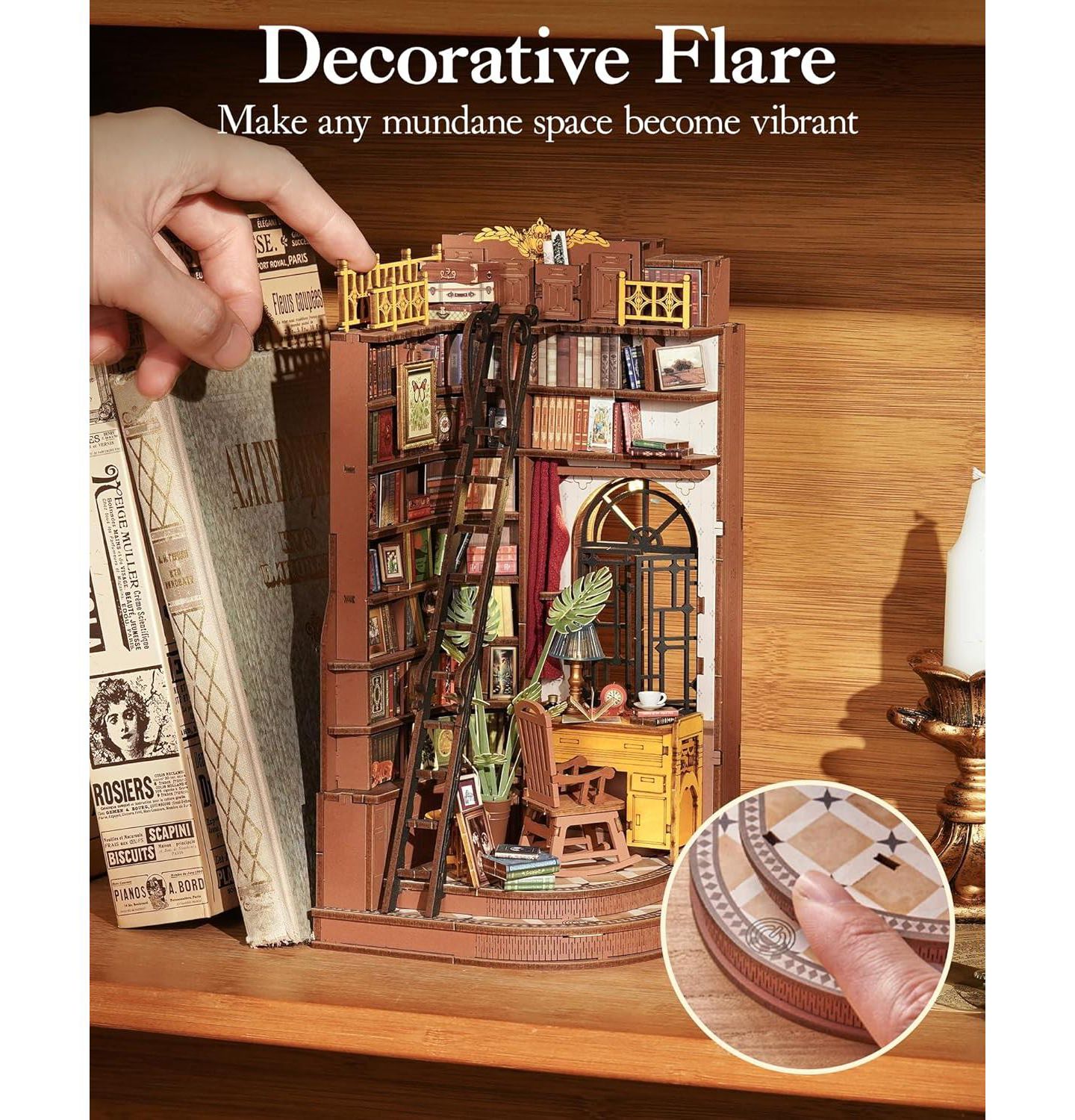 Детские конструкторы Robotime Silent Corner Study 196-Piece 3D Wooden Puzzle, Ages 14+ — фото 5