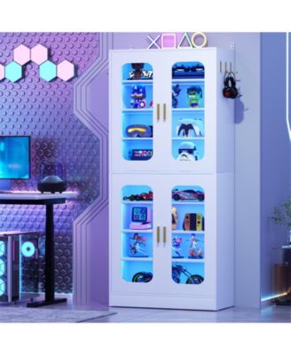 Shoe Cabinet With LED Light, Closet Shoe Organizer with Adjustable Shelves