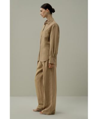 Women's Oversized Silk-Linen Blend Shirt