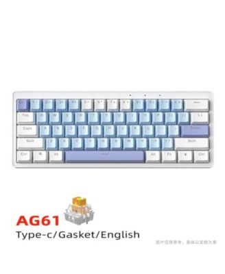 Mechanical Keyboard 61-Key Wired Blue-White, Hot-Swappable Yellow Switch,RGB Backlit for Gaming/Office, Ergonomic for Gamers & Professionals