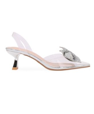 Ninetta Clear Slingback Heels with Crystal Bow