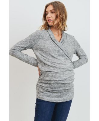 Maternity V Neck Wrap Long Sleeve Nursing Top