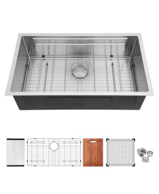 Undermount Workstation Kitchen Sink Stainless Steel Single Bowl 16 Gauge