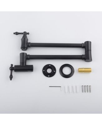 Pot Filler Faucet, Retro Single Hole Two Handles Wall Mount Kitchen Faucet, Double Joint Swing Arm Pot Filler Folding Kitchen Faucet