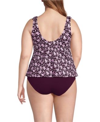 Plus Size Tie Shoulder Flutter Tankini Top 22.5"