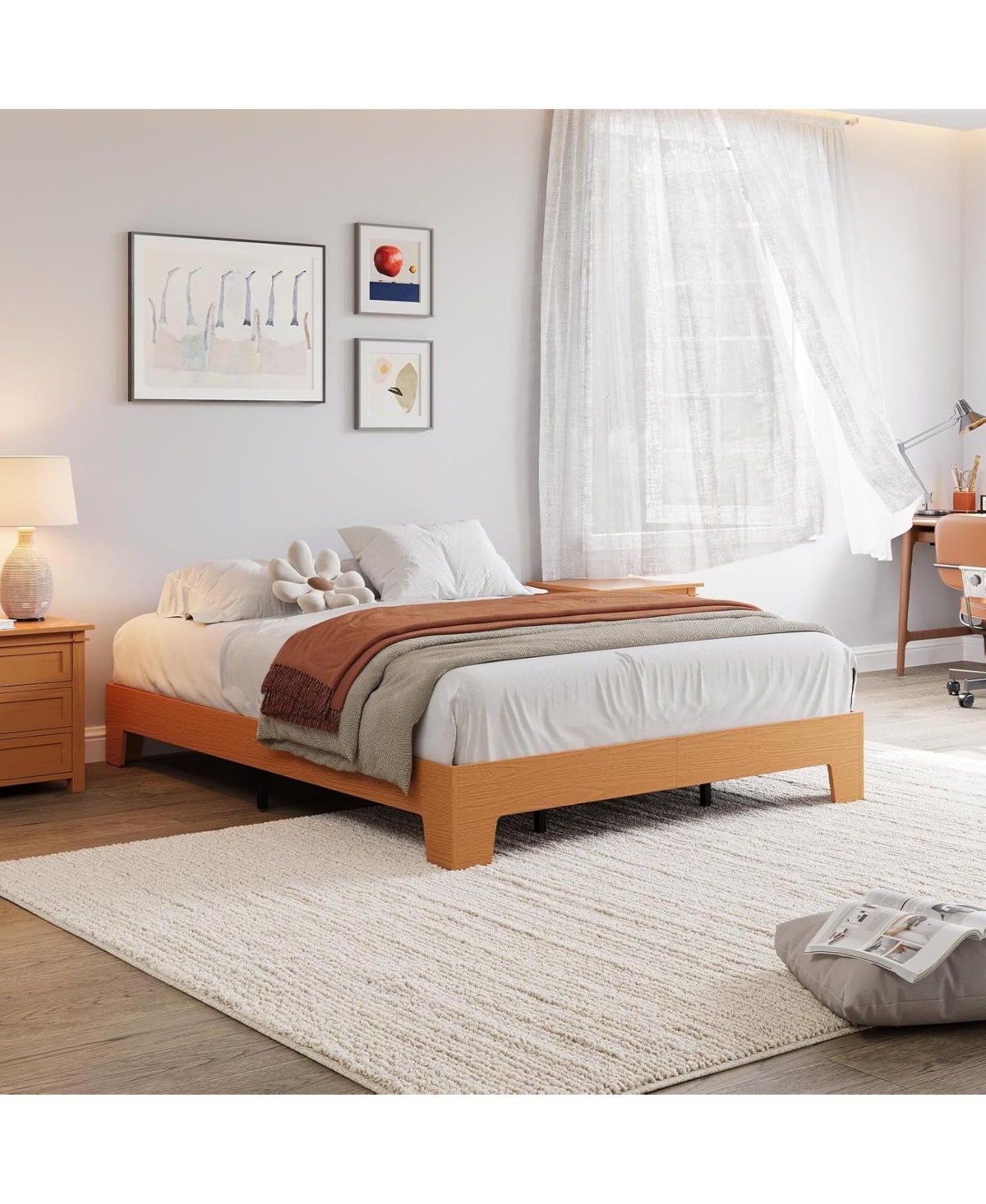 gaomon Easy Assembly Queen Platform Bed Frame Space Saving, for Living Room