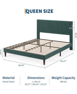 Easy Assembly Queen Size Bed Frame Upholstered Platform Bed Space Saving, for Living Room, Guest Room