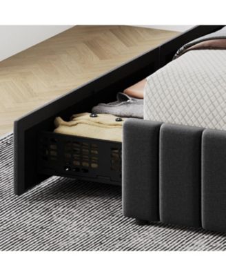 Easy Assembly Queen Size Upholstered Bed Frame Space Saving, for Living Room, Guest Room