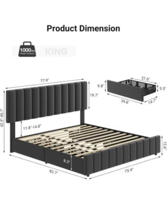 Easy Assembly King Size Upholstered Bed Frame Space Saving, for Living Room, Guest Room