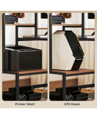 Computer Desk with Monitor Sd 4-Tier Shelf Home Office Desk