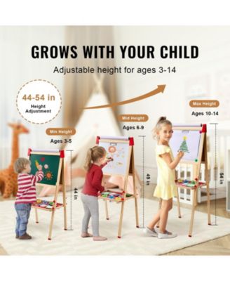 Wood Double-Sided Art Easel for Kids with Chalkboard and Paper