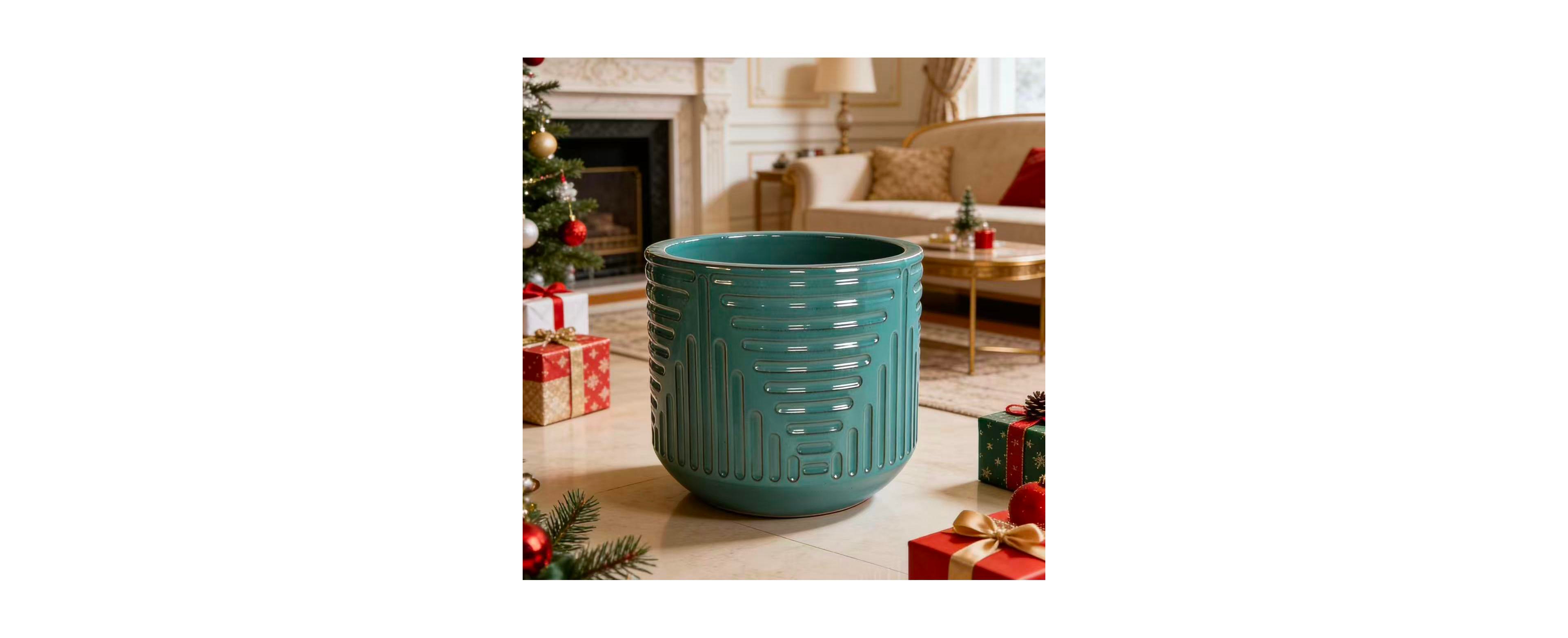 Clihome Handmade Ceramic Planter Pot for Monstera & Fiddle Leaf Fig,16 Inch Breathable Indoor/Outdoor Plant Pot with Textured Design