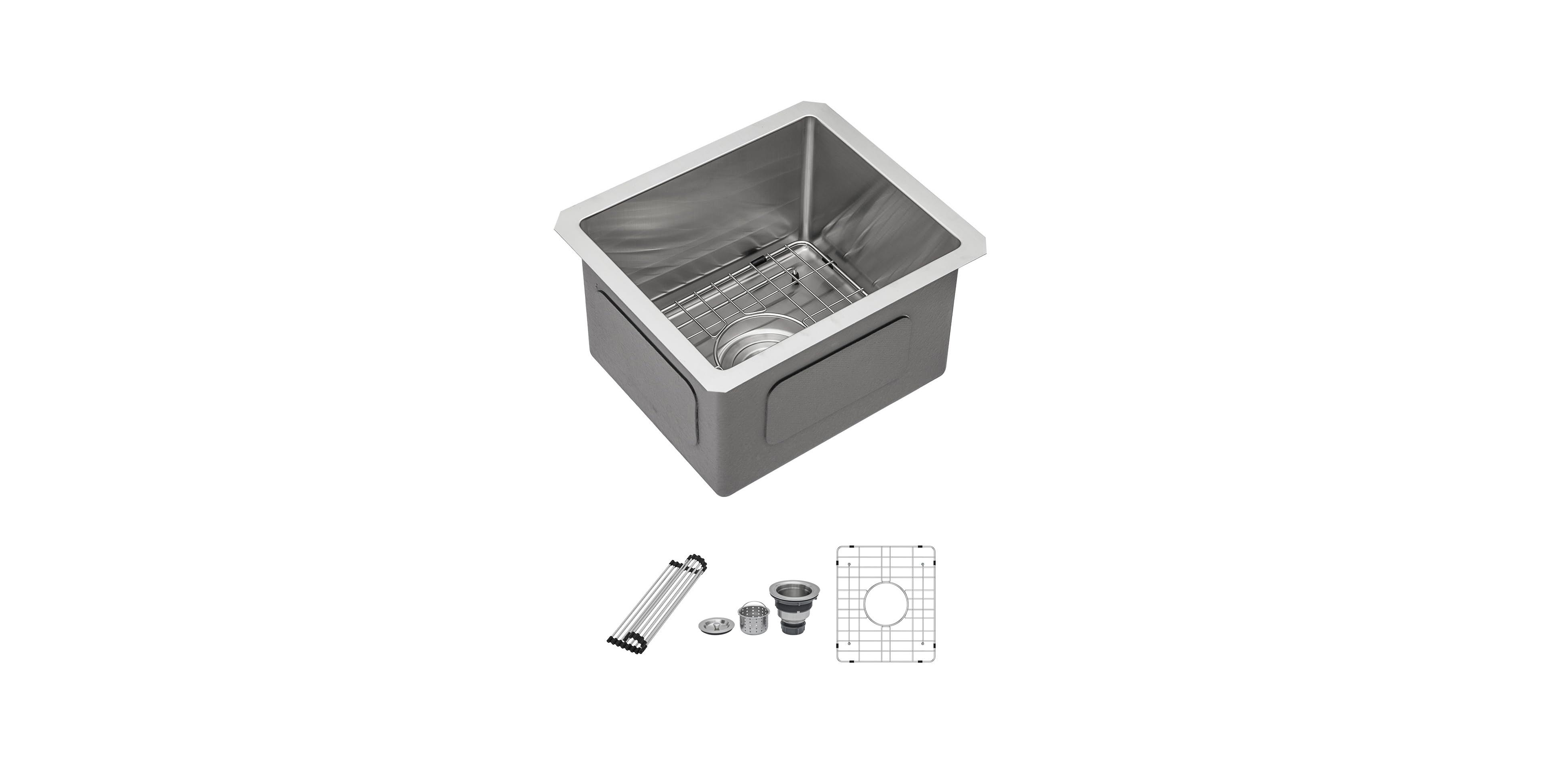 flynama 13x15x9inch Undermount Kitchen Sink Stainless Steel Single Bowl 16 Gauge Bar Prep