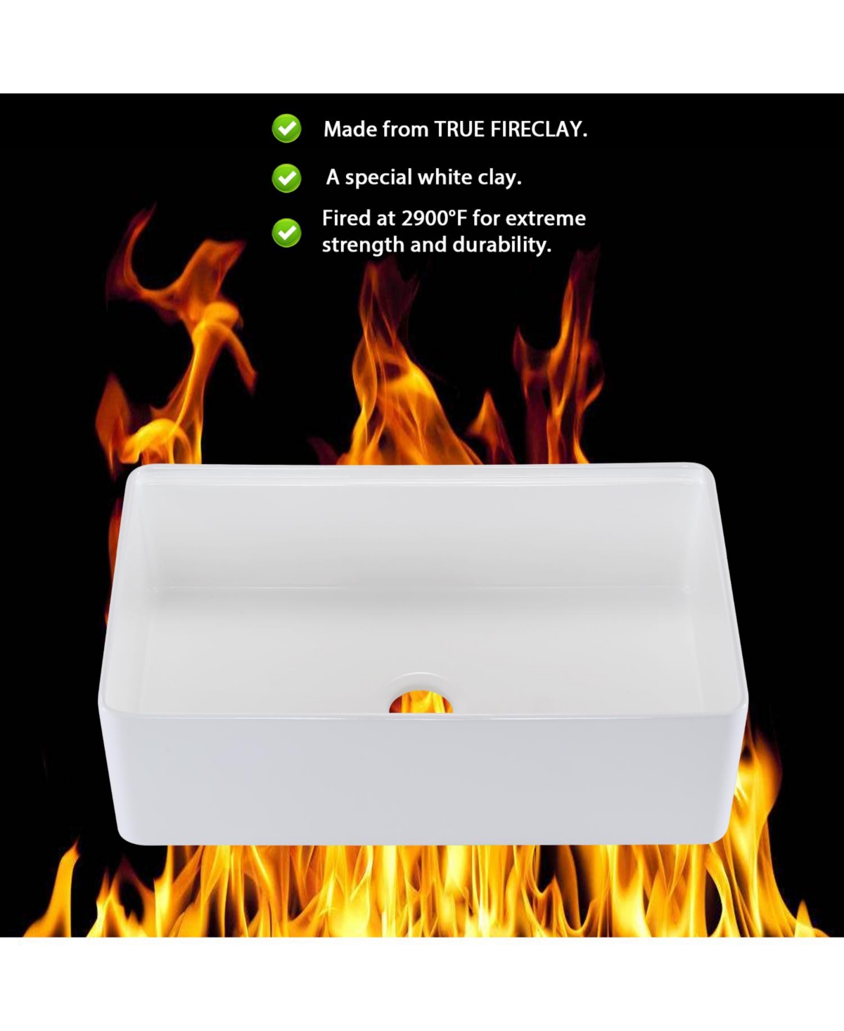 flynama 30x20inch Fireclay Workstation Farmhouse Kitchen Sink Apron Front Deep Single Bowl