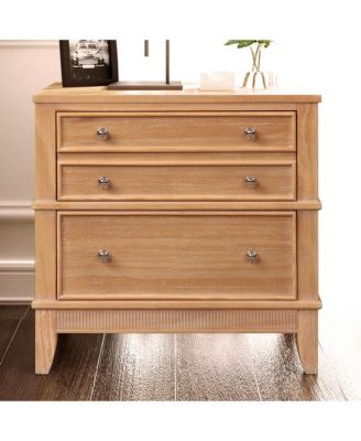 Hazel 3-Drawer Side Table with Pewter Hardware, End Table Nightstand for Bedroom