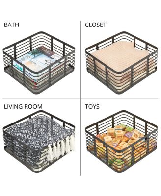 Metal Pantry Basket with Handles - Set of 2 - Matte Black