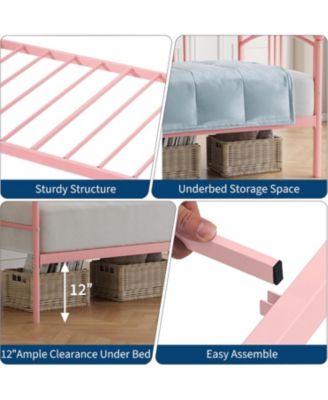 Daybed, Sturdy Metal Day Bed with Steel Slat Support, Arched Headboard Sofa Bed for Living Room - Twin