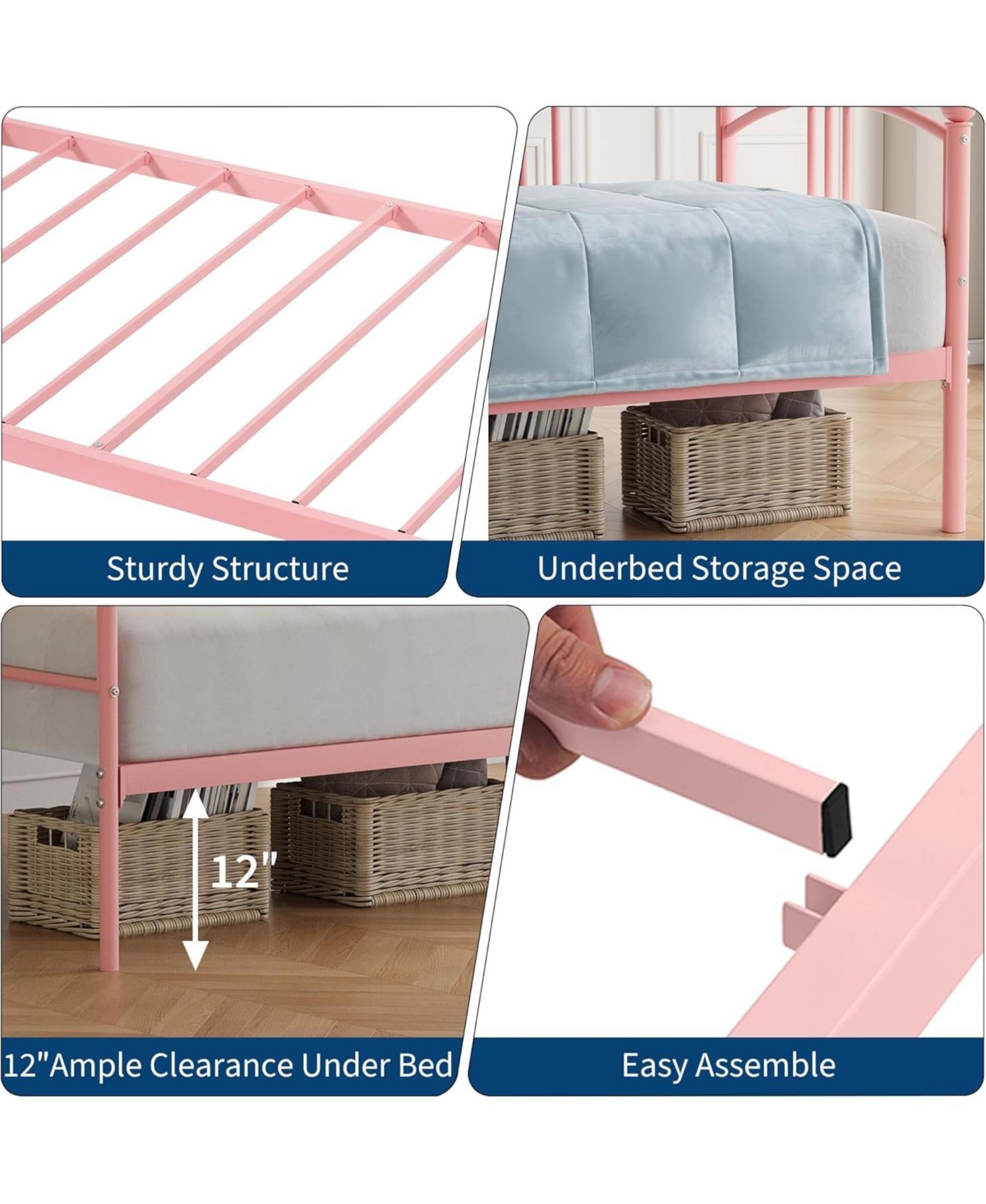 gaomon Daybed, Sturdy Metal Day Bed with Steel Slat Support, Arched Headboard Sofa for Living Room