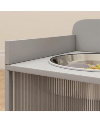 23.6 in. Wide Dog Bowls with 2 Stainless Steel Bowl in Grey