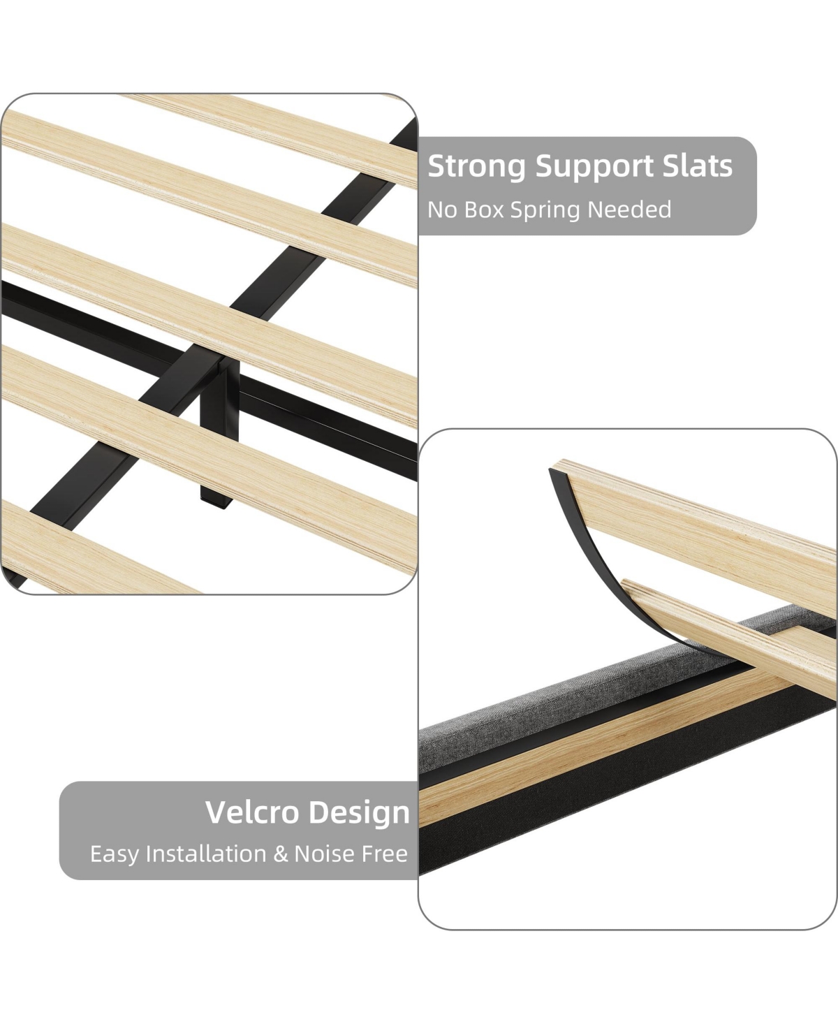 gaomon Queen Size Upholstered Platform Bed Frame Space Saving, for Living Room, Guest Room