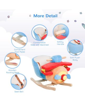 Baby Rocking Horse, Plush Rocker w/ Realistic Sound, Pedals