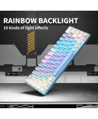 63-Key Wired Mechanical Keyboard, Hot-Swappable Blue Switches, Rainbow Backlit, 25-Key Anti-Ghosting for Gaming & Office.