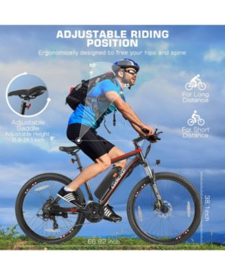 500W 26" Electric Mountain Bike Adults 499Wh 48V 10.4Ah Battery 19.8MPH 3H Charge LCD Display Shimano 21 Speed UL2849 Certified