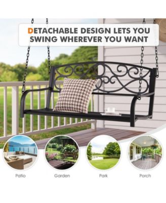Outdoor 2-Person Metal Porch Swing Chair with Chains