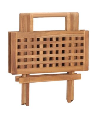 3 Piece Folding Patio Dining Set Solid Teak Wood