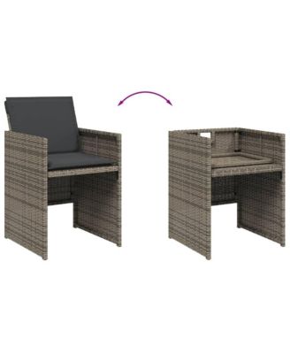 Patio Chairs with Cushions 4 pcs Gray Poly Rattan