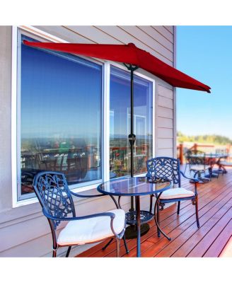 9' Half Round Patio Umbrella, Red