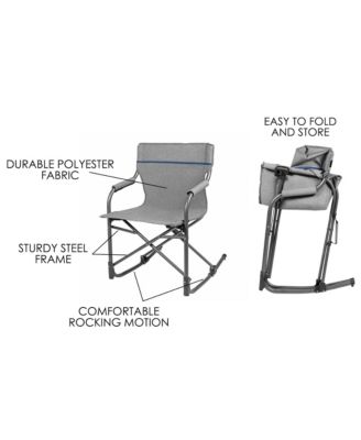 Limited Folding Steel Frame Rocking Director Chair, Gray