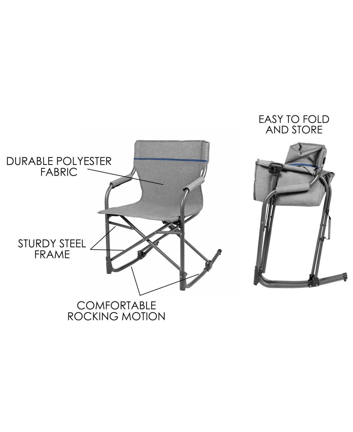 Zenithen Limited Folding Steel Frame Rocking Director Chair, Gray