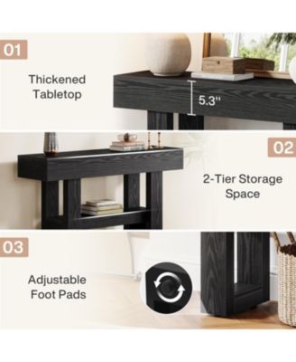 41.34-Inch Farmhouse Console Table, 2-Tier Narrow Sofa Table Behind The Couch, Entryway Furniture