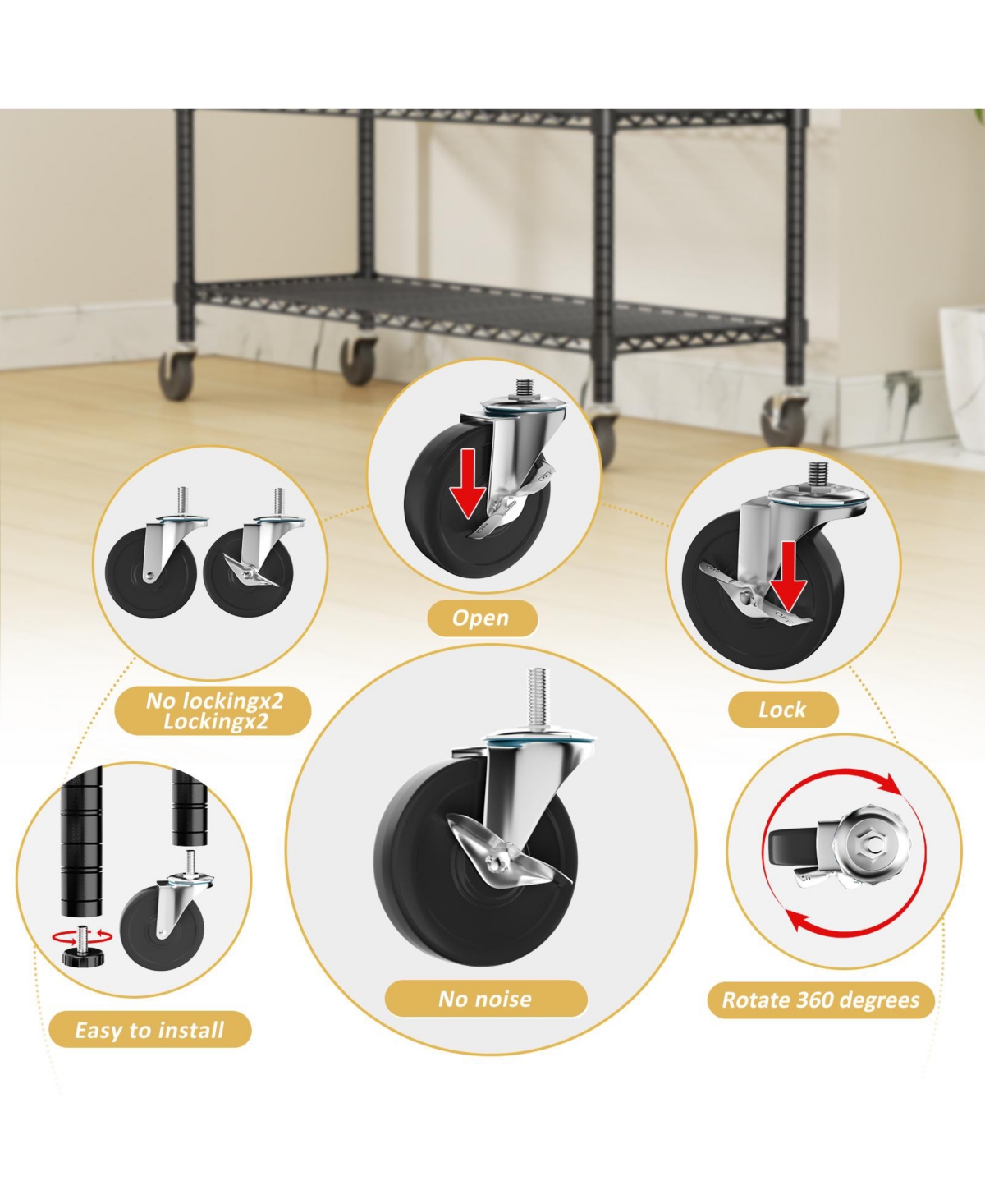 Lovmor 5-Tier 45 in W x 78 in H x 20 in D Height Adjustable Garage Wire Shelving Unit with wheels