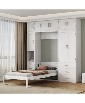 Twin Size Murphy Bed with Lockers and Wardrobes, With installation video