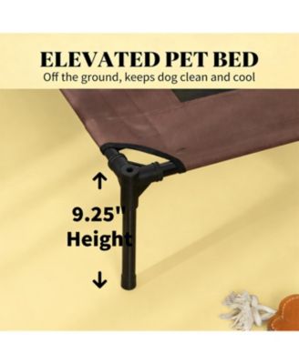 Elevated Portable Dog Cot with Pad and legs in Coffee