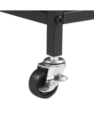 3-Section Laundry Sorter, Rolling Hamper with Wood Top, 2 Drawers, Hooks & Wheels, Pull-Out Bags, Bathroom Organizer